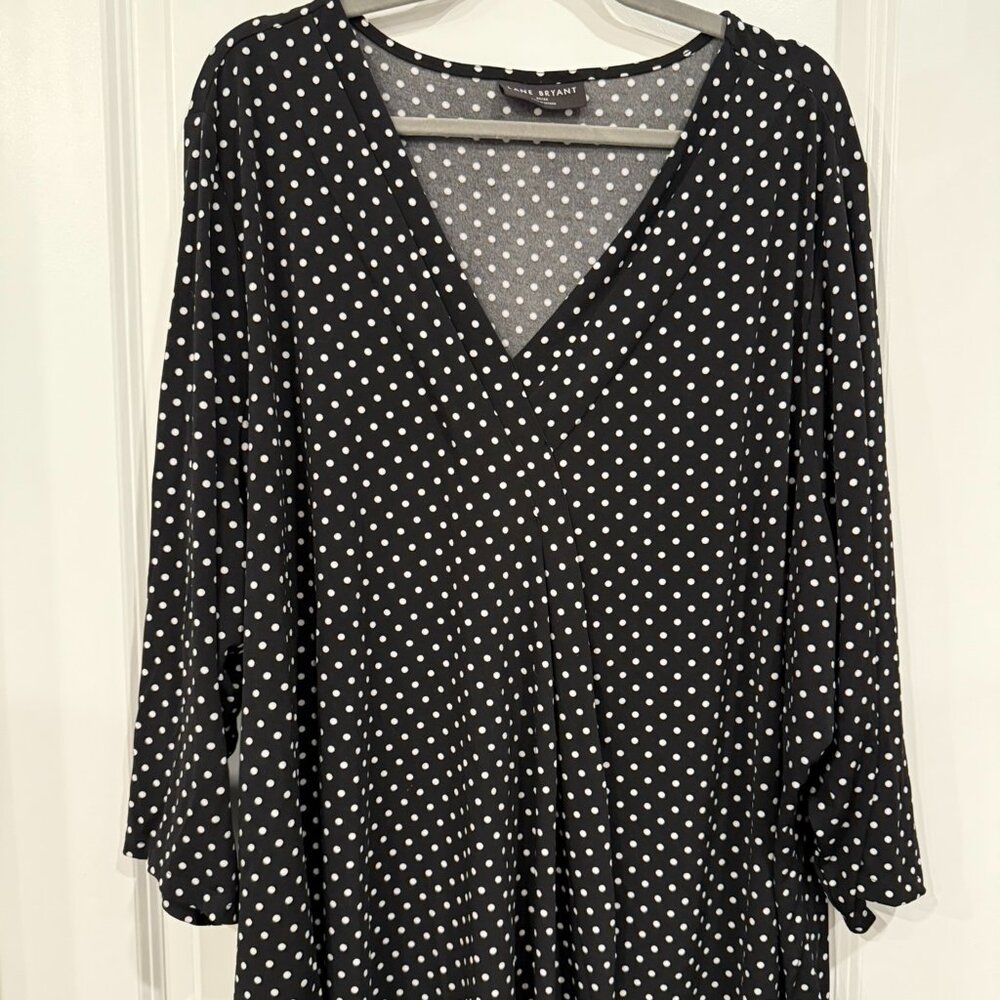 Lane Bryant black & white polka dot blouse